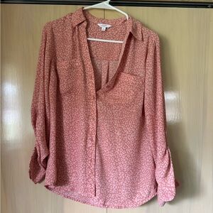 Candies Pink Cheetah Blouse Size S